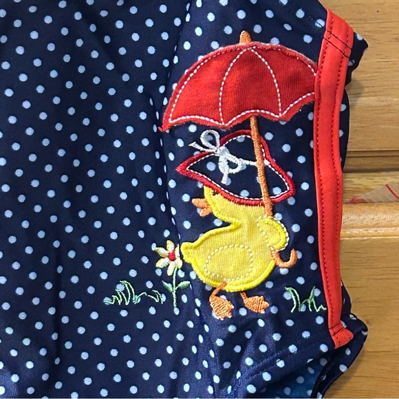 B.T. Kids Baby Girl’s Blue Bathing Suit w/Duck &  Umbrella Appliqué Size 12Month - Picture 3 of 9